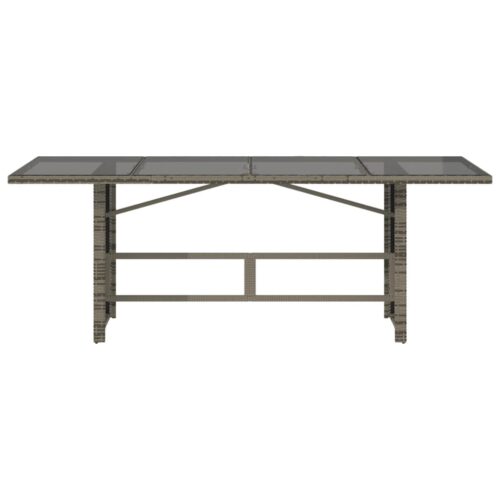 Garden Table with Glass Top Grey 190x80x74cm Poly Rattan - Image 6