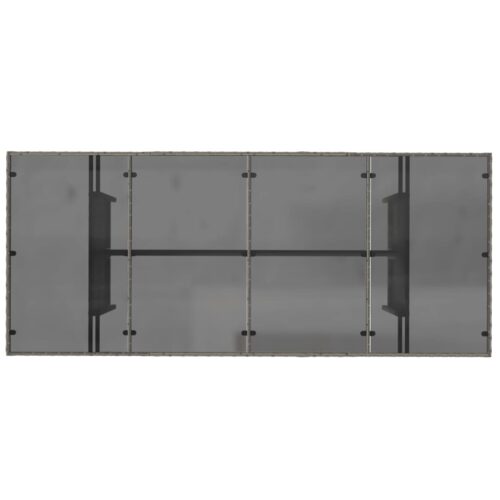 Garden Table with Glass Top Grey 190x80x74cm Poly Rattan - Image 7