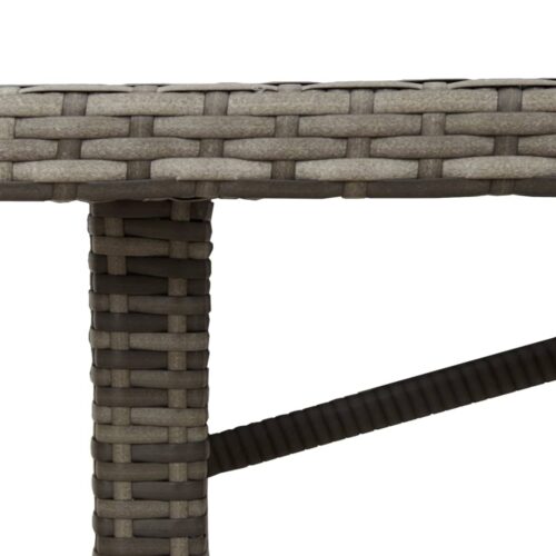 Garden Table with Glass Top Grey 190x80x74cm Poly Rattan - Image 9