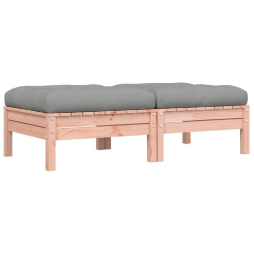 2pcs Outdoor Footstool Garden Patio Bench Ottoman Chair Seat Wood Timber Grey
