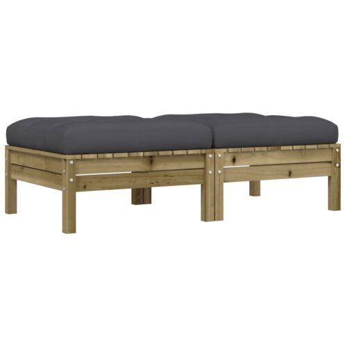 2pcs Outdoor Footstool Garden Patio Bench Ottoman Chair Seat Pine Wood
