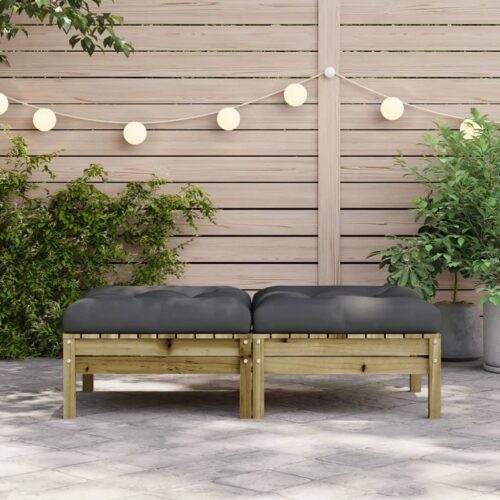 2pcs Outdoor Footstool Garden Patio Bench Ottoman Chair Seat Pine Wood - Image 3