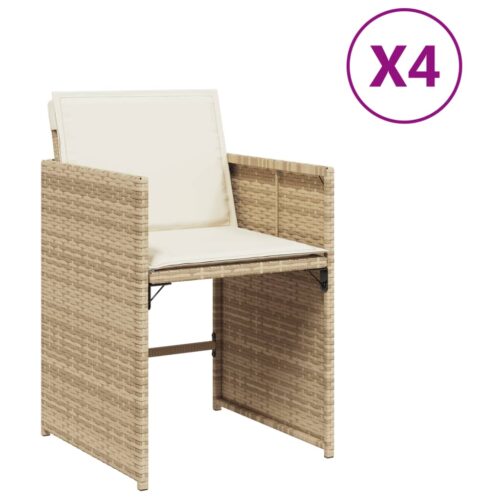 Garden Chairs with Cushions 4pcs Beige Poly Rattan - Image 2