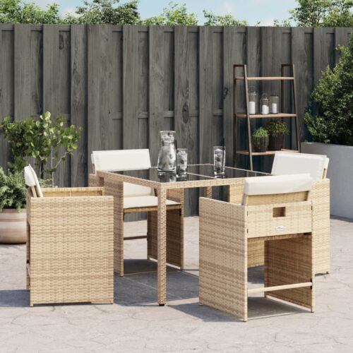 Garden Chairs with Cushions 4pcs Beige Poly Rattan - Image 3