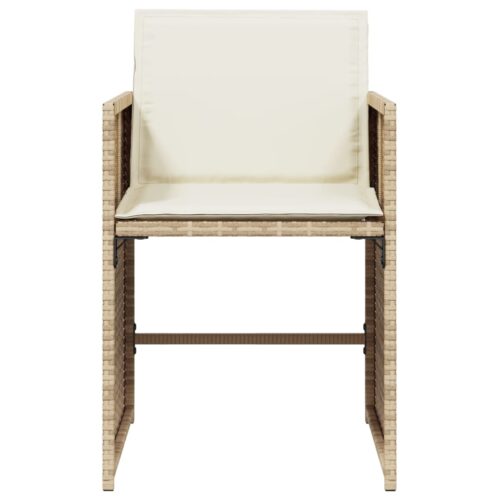 Garden Chairs with Cushions 4pcs Beige Poly Rattan