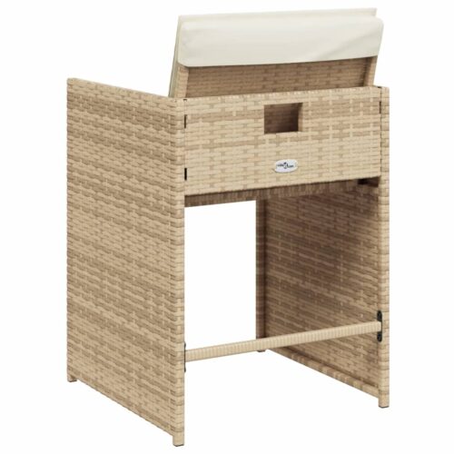 Garden Chairs with Cushions 4pcs Beige Poly Rattan - Image 6