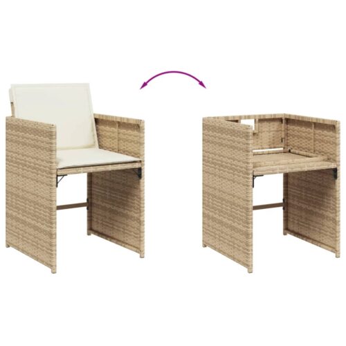 Garden Chairs with Cushions 4pcs Beige Poly Rattan - Image 7