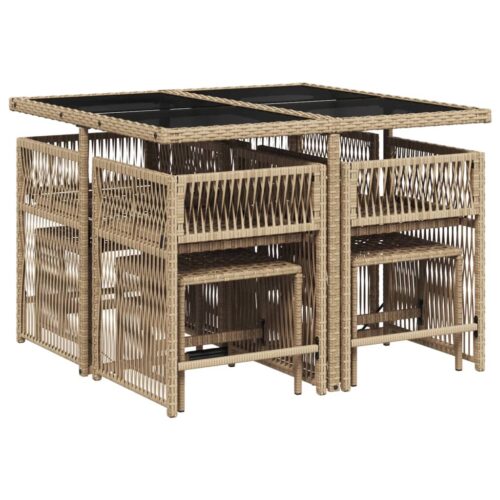 9-Piece Outdoor Dining Set Garden Patio Wicker Rattan Chairs Furniture Setting - Image 3