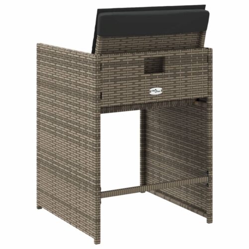 Garden Chairs with Cushions 4pcs Grey Poly Rattan - Image 7