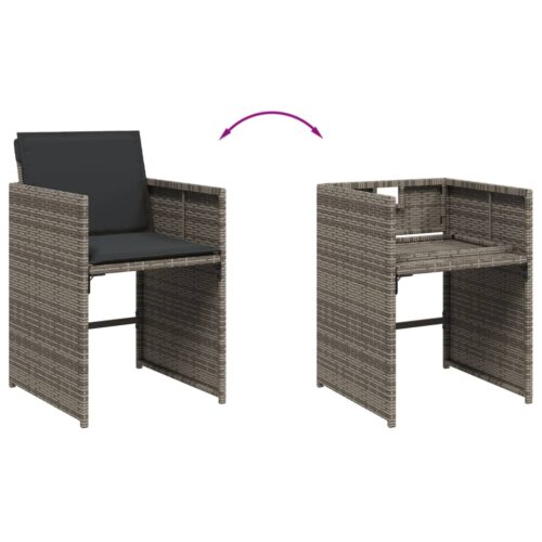 Garden Chairs with Cushions 4pcs Grey Poly Rattan - Image 8