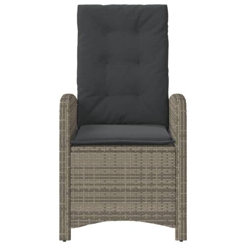Reclining Garden Chairs 2pcs with Cushions Grey Poly Rattan - Image 5