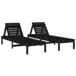 Sun Loungers 2pcs Black 199.5x60x74cm Solid Wood Pine
