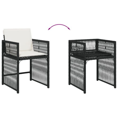 Garden Chairs with Cushions 4pcs Black Poly Rattan - Image 8
