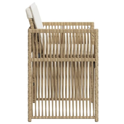 Garden Chairs with Cushions 4pcs Beige Poly Rattan - Image 6