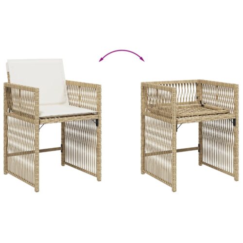 Garden Chairs with Cushions 4pcs Beige Poly Rattan - Image 8