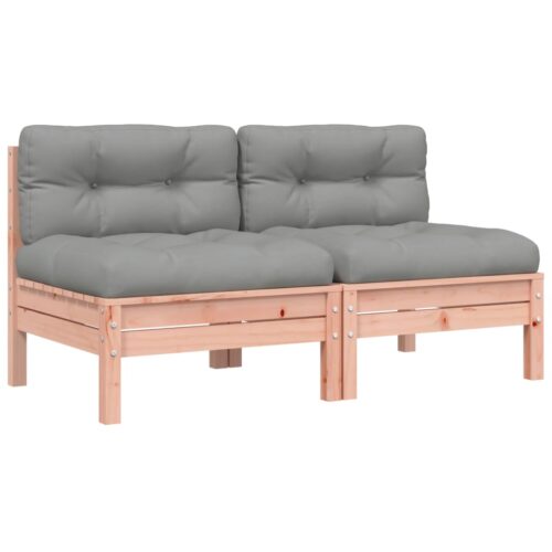 Garden Sofa Armless with Cushions 2pcs Solid Wood Douglas