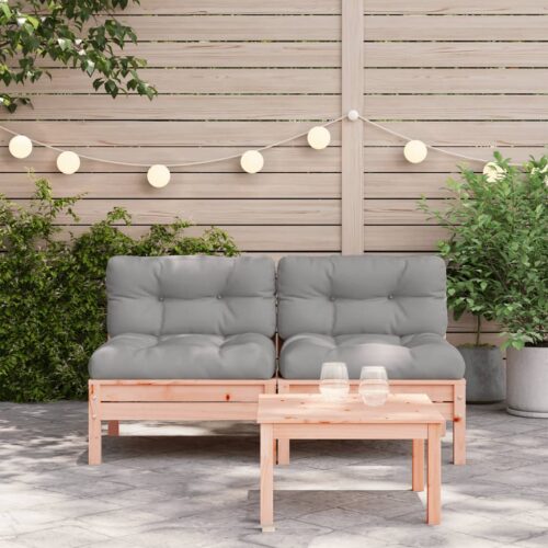 Garden Sofa Armless with Cushions 2pcs Solid Wood Douglas - Image 3