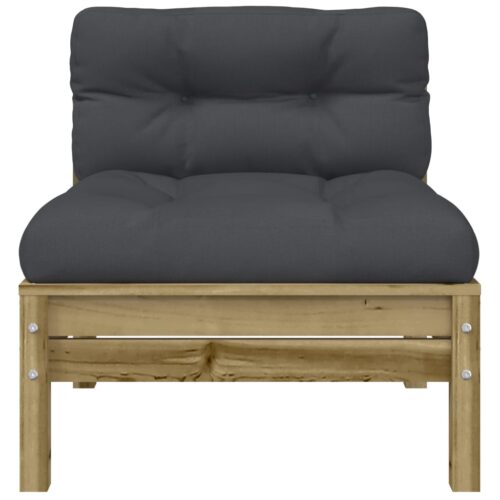 Garden Sofa Armless with Cushions 2pcs Impregnated Wood Pine - Image 6