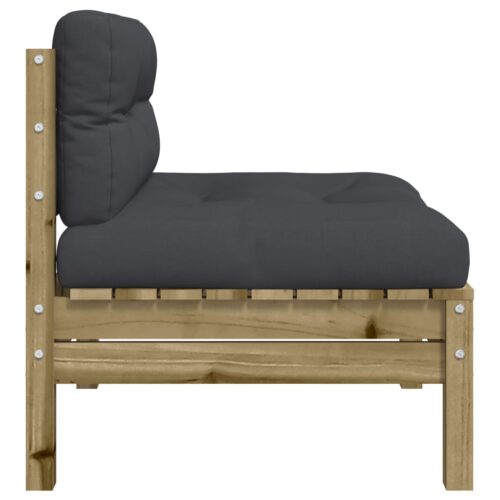 Garden Sofa Armless with Cushions 2pcs Impregnated Wood Pine - Image 7