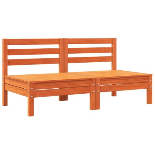 Garden Sofa Armless with Cushions 2pcs Wax Brown Solid Wood Pine - Image 4