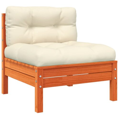 Garden Sofa Armless with Cushions 2pcs Wax Brown Solid Wood Pine - Image 5