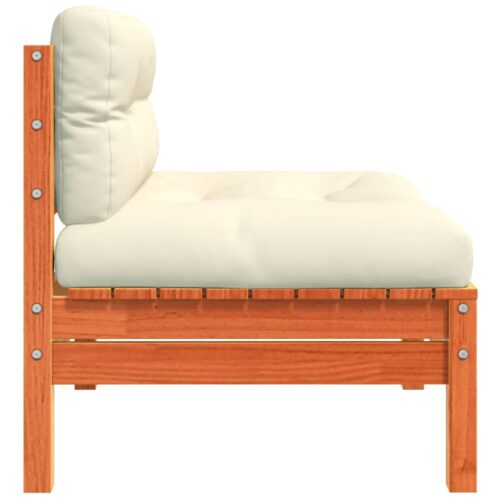 Garden Sofa Armless with Cushions 2pcs Wax Brown Solid Wood Pine - Image 7