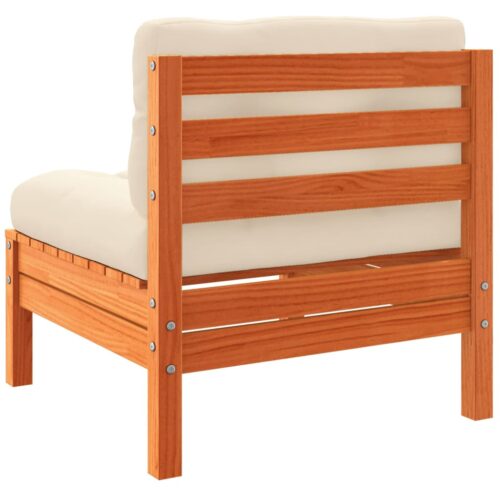 Garden Sofa Armless with Cushions 2pcs Wax Brown Solid Wood Pine - Image 8