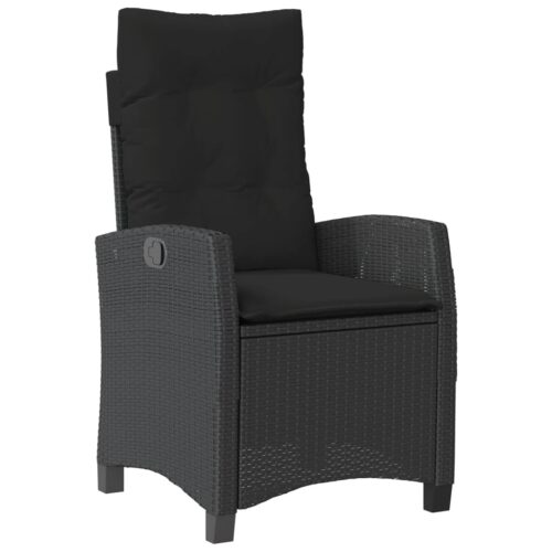 Reclining Garden Chairs 2pcs with Cushions Black Poly Rattan - Image 4