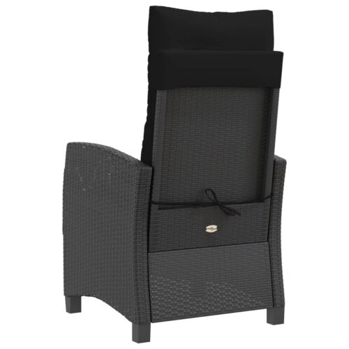 Reclining Garden Chairs 2pcs with Cushions Black Poly Rattan - Image 7