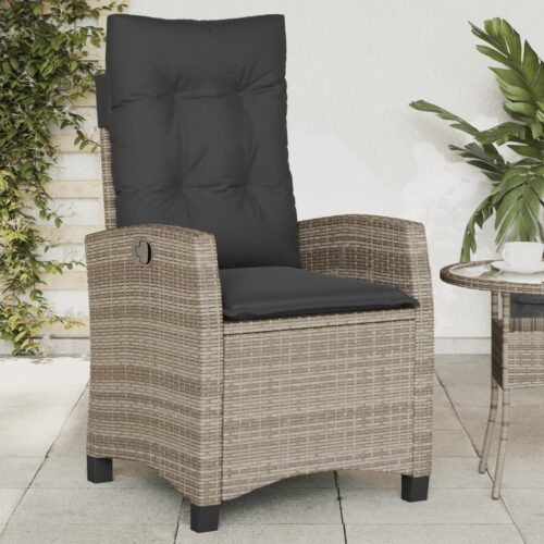 Reclining Garden Chairs 2pcs with Cushions Grey Poly Rattan - Image 3