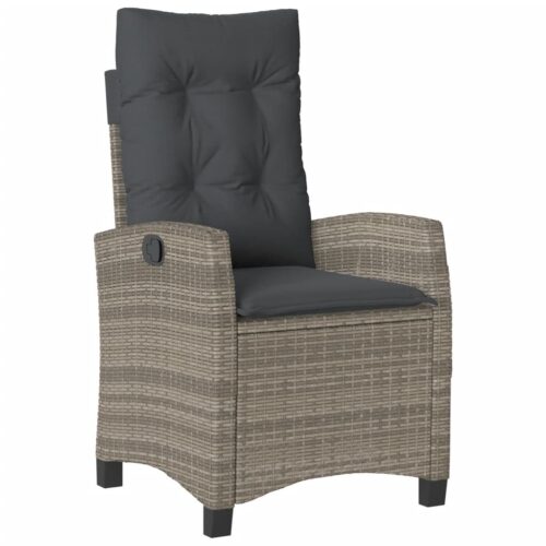 Reclining Garden Chairs 2pcs with Cushions Grey Poly Rattan - Image 4