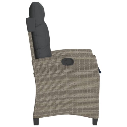 Reclining Garden Chairs 2pcs with Cushions Grey Poly Rattan - Image 6