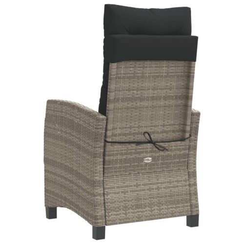 Reclining Garden Chairs 2pcs with Cushions Grey Poly Rattan - Image 7