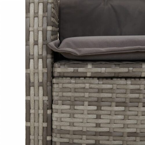 Reclining Garden Chairs 2pcs with Cushions Grey Poly Rattan - Image 10