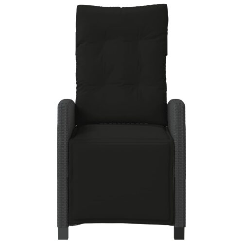 Reclining Garden Chairs 2pcs with Footrest Black Poly Rattan - Image 5