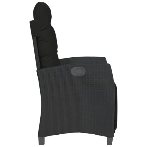 Reclining Garden Chairs 2pcs with Footrest Black Poly Rattan - Image 6