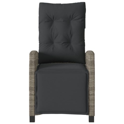 Reclining Garden Chairs 2pcs with Footrest Grey Poly Rattan - Image 5