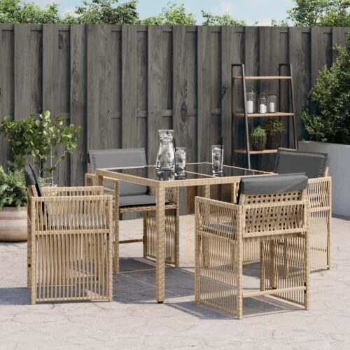 Garden Chairs with Cushions 4pcs Mix Beige Poly Rattan - Image 11