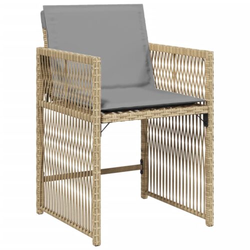 Garden Chairs with Cushions 4pcs Mix Beige Poly Rattan - Image 3