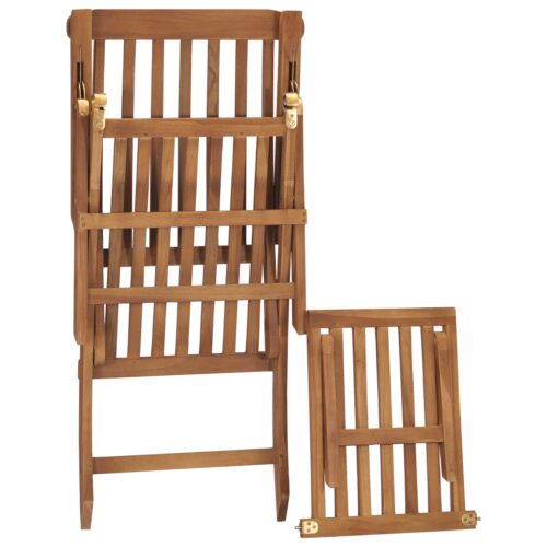 Deck Chair with Cushion Dark Grey Solid Teak Wood - Image 6