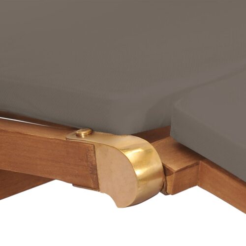 Deck Chair with Cushion Dark Grey Solid Teak Wood - Image 7
