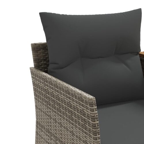 Garden Sofa 2-Seater with Stools Grey Poly Rattan - Image 8