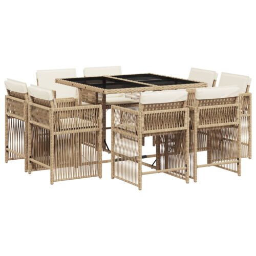 9-Piece Outdoor Dining Set Garden Patio Wicker Rattan Chairs Furniture Setting