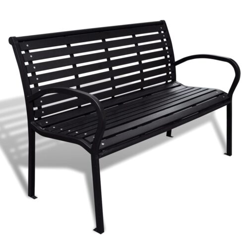 Garden Bench 125cm Steel WPC Black