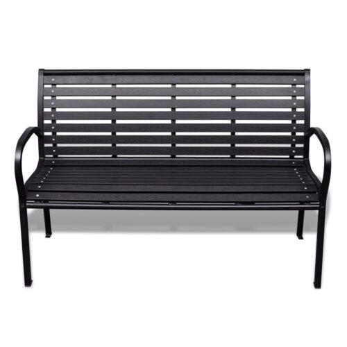Garden Bench 125cm Steel WPC Black - Image 2