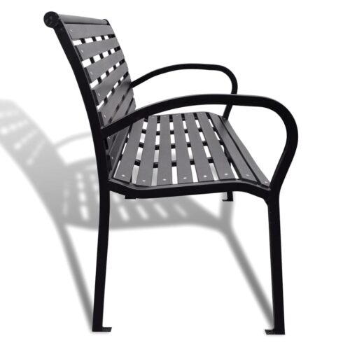 Garden Bench 125cm Steel WPC Black - Image 4