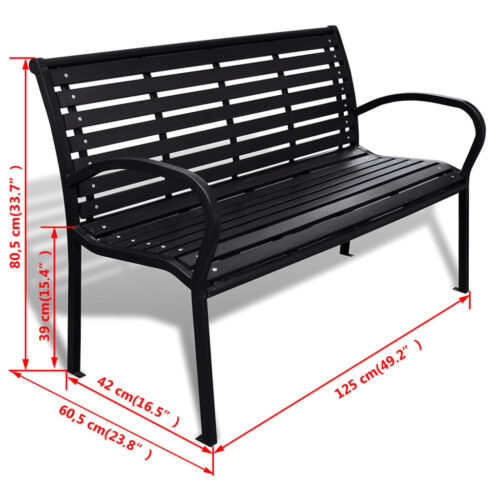 Garden Bench 125cm Steel WPC Black - Image 5