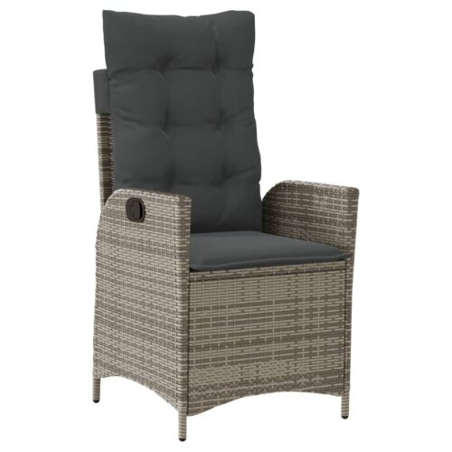 Reclining Garden Chairs 2pcs with Cushions Grey Poly Rattan - Image 4