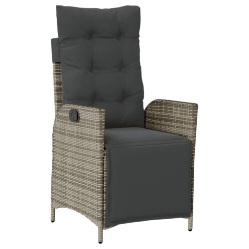 Reclining Garden Chairs 2pcs with Footrest Grey Poly Rattan - Image 4