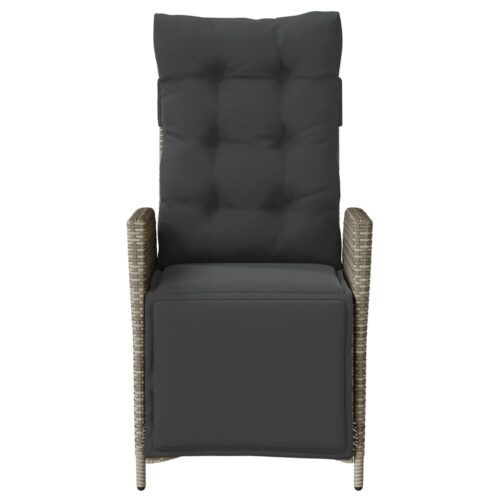 Reclining Garden Chairs 2pcs with Footrest Grey Poly Rattan - Image 5